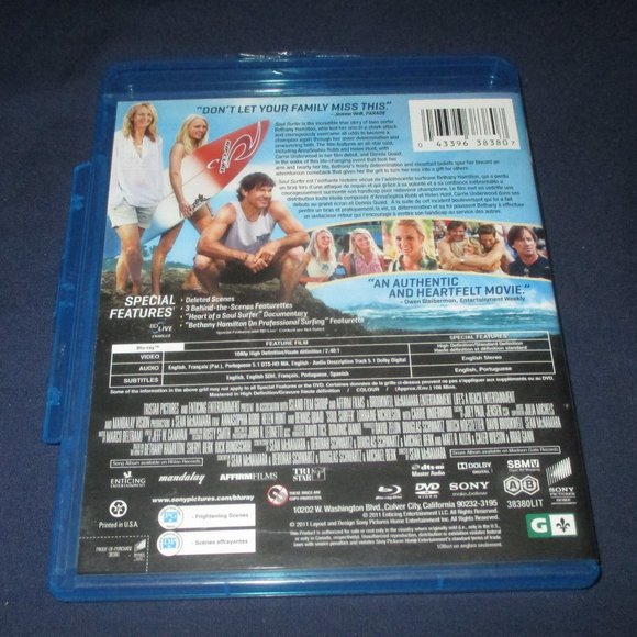 Soul Surfer (Blu-ray/DVD, 2011, 2-Disc Set, Canadian) - Picture 3 of 3